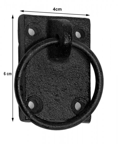 Anbindering mit Platte Eckig Gusseisen Befestigungsring Antik-Stil Schwarz