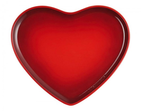 Le Creuset Servierplatte Herzform Steinzeug Kirschrot 32cm