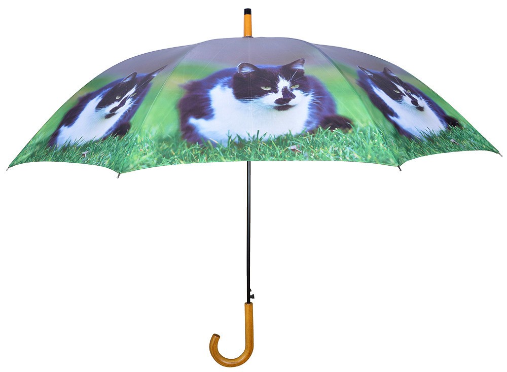 Regenschirm für 2 Personen Stockschirm Katze schwarz-weiß