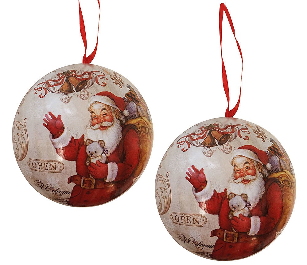 Christbaumkugeln zum Öffnen Befüllen Weihnachtsmann Nostalgie 2 Stück Weihnachtskugel