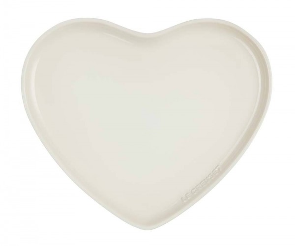 Le Creuset Servierplatte Herzform Steinzeug Meringue 32cm