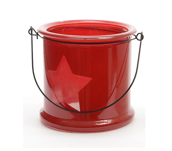 Weihnachtliches Kerzenglas Kerzenhalter Stern Rot mit Henkel Weihnachtliches Kerzenglas Kerzenhalter Stern Rot mit Henkel