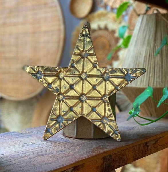 Weihnachtsstern Metall gold Vintage-Stil Stern Hängedeko Weihnachtsdeko 28cm