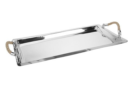 Dekoratives Serviertablett Tablett Edelstahl 35x64cm Dekoratives Serviertablett Tablett Edelstahl 35x64cm