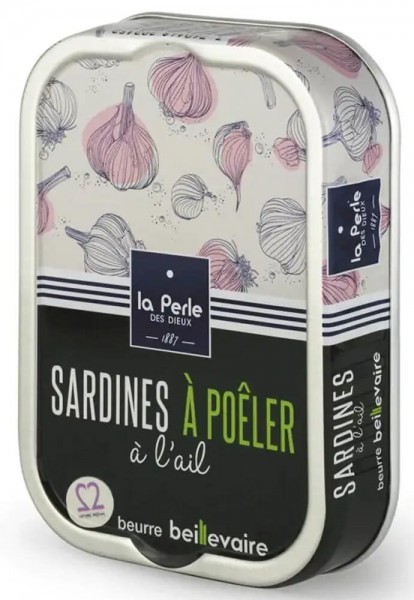 La Perle des Dieux Sardinen zum Braten mit Knoblauch in Fassbutter - Dose 115 g