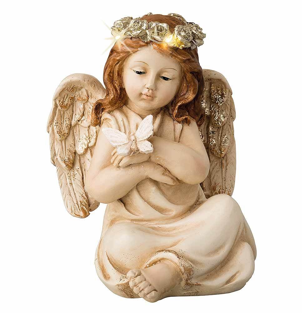 Engel Figur mit LED Beleuchtung Engelchen Statue mit Schmetterling H 14cm Engel Figur mit LED Beleuchtung Engelchen Statue mit Schmetterling H 14cm