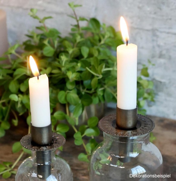 Kerzenhalter für Flaschen Kerzenhalteraufsatz Flaschenaufsatz Messing Antik-Stil