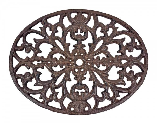 Topfuntersetzer Oval Untersetzer Vintage Gusseisen Braun Antik-Stil 24cm