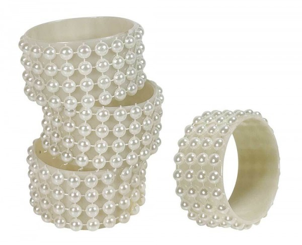 Serviettenringe Weiß Schmuck 4 Stück Serviettenhalter Perlen Tischdeko Hochzeit