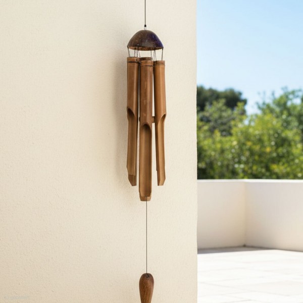 Windspiel Bambus Klangspiel Groß für Garten Balkon Feng Shui Schöner Klang 100cm