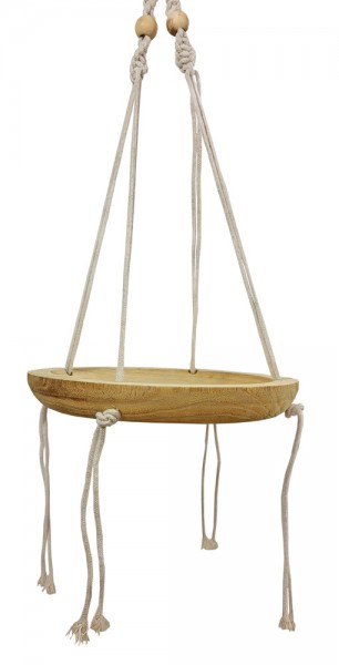 Holzschale zum Hängen Blumenkorb Obstschale Makramee Natur Dekorieren Ø 26,5 cm