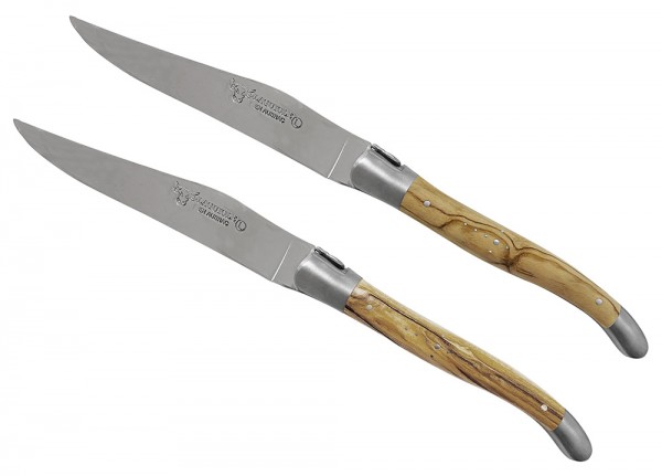 Laguiole en Aubrac Steakmesser Set 2-teilig Olivenholz (Olivier) 23 cm