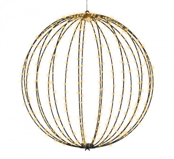 Leuchtkugel Weihnachten zum Hängen LED Kugel Metall Schwarz Stecker Timer Outdoor