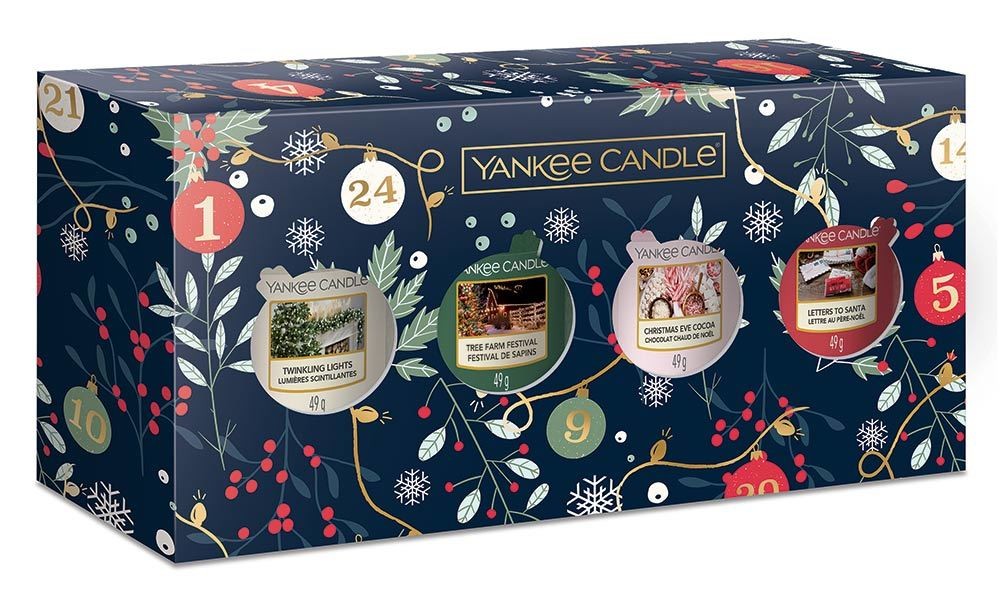 Yankee Candle Geschenkset Weihnachten Blau mit 4 Votivkerzen Advent