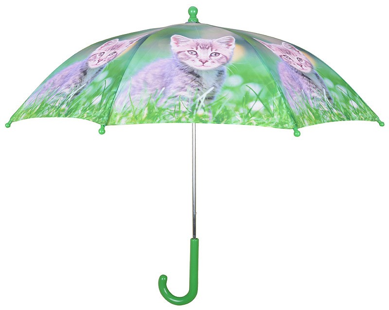 Kinder Regenschirm Kätzchen getigert Tiermotiv Katzenbaby Kinderschirm