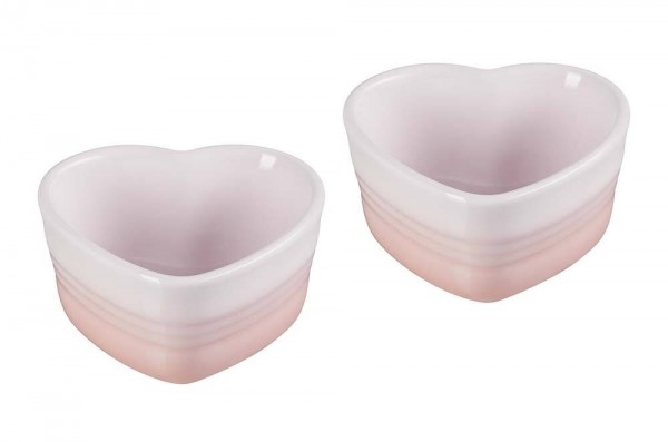 Le Creuset Herzförmchen Steinzeug 2er-Set Shell Pink 10x11cm