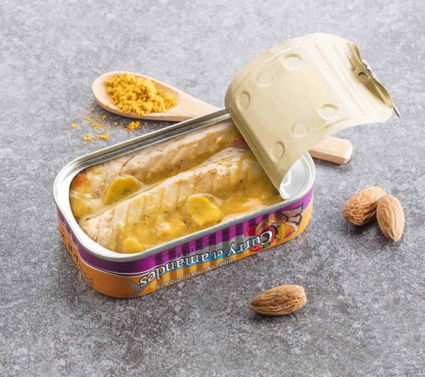 la belle-iloise Makrelenfilets in Olivenöl mit Curry und Mandeln - Dose 112,5 g