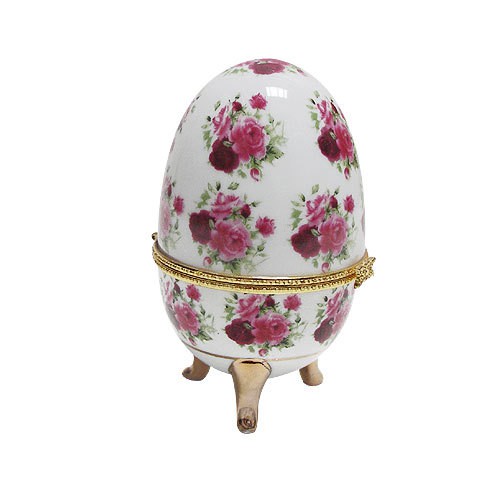 Porzellan-Ei Limoges -Stil weiss Rosen-Motiv 11cm |Nostalgie & Vintage Deko |Deko & Wohnaccessoires |Wohnen |ZEITZONE Shop