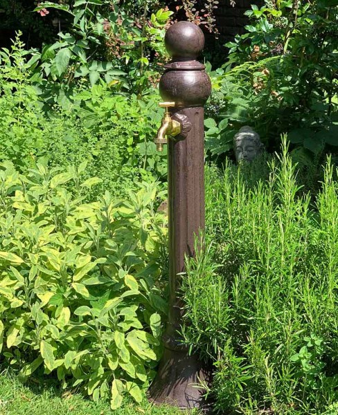 Wasserzapfsäule Wasserzapfstelle für Garten Standbrunnen Antik-Stil Braun 85cm