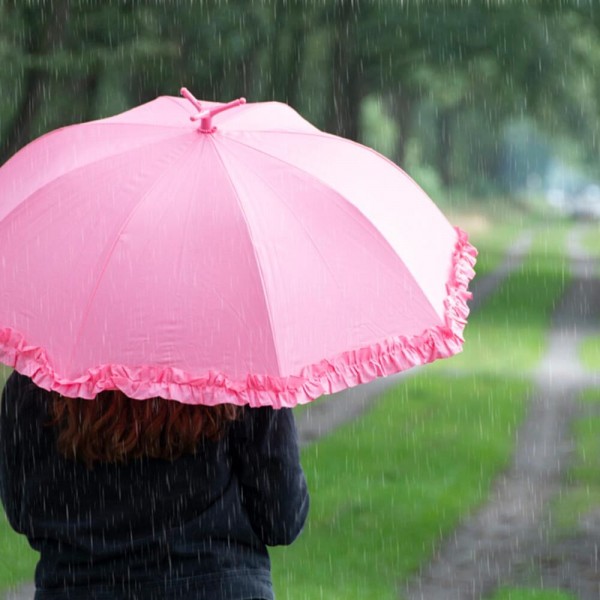 Regenschirm Stockschirm Flamingo Pink mit Rüschen