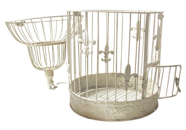 Deko Vogelkäfig Lilie Nostalgie Voliere Landhausstil Antik-Weiß