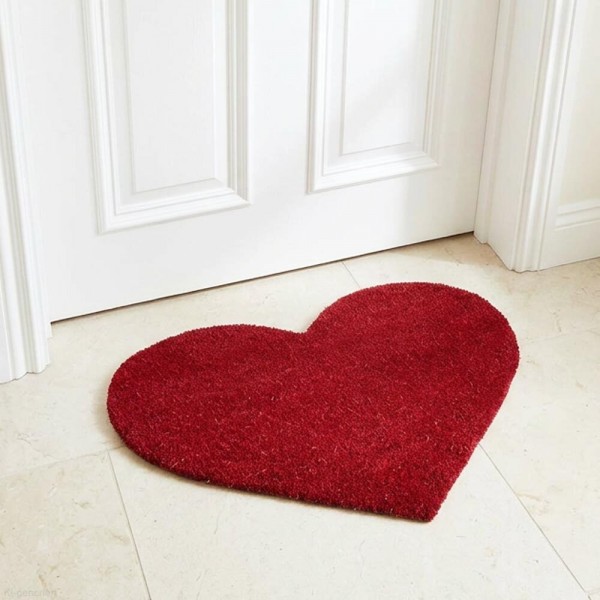 Fußmatte Herz Rot Kokosfaser Fußabtreter Love Eingang Herzform 60 x 40 cm