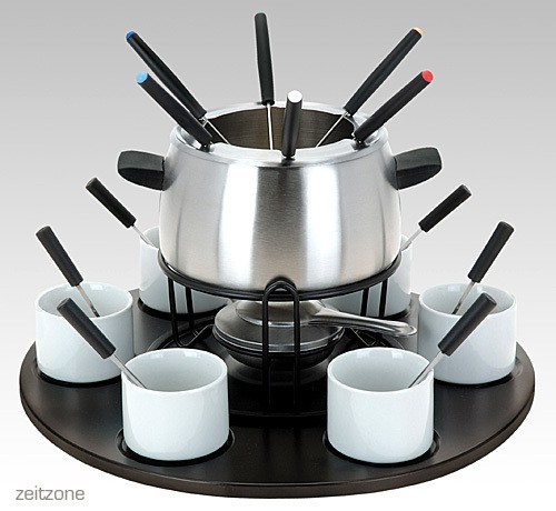 Fondue Set 23-Teilig Edelstahl-Topf Und Drehplatte