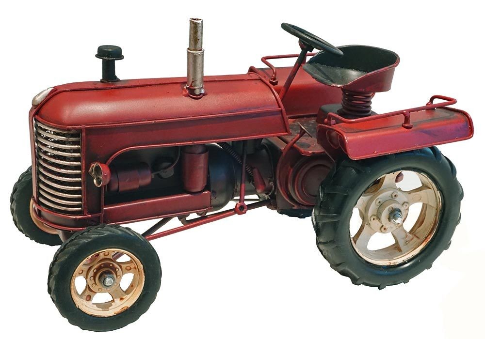 Nostalgie Traktor Rot Trecker Modell Vintage Ackerschlepper Zugmaschine Metall