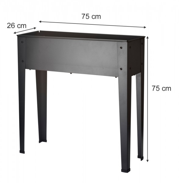 Hochbeet Metall Anthrazit 75 x 26 x 75 cm Kräuterbeet für Balkon Terrasse