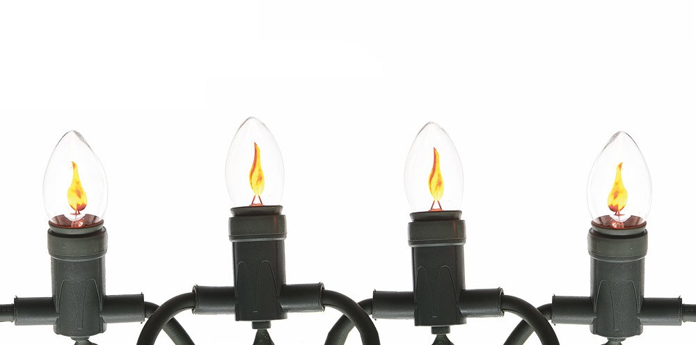 Lichterkette 10 Flackerkerzen Kerzenlichterkette Flammen-Optik Innen- & Außenbereich 4m