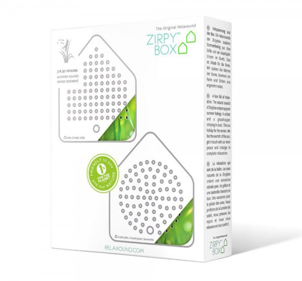 Zirpybox Meadow Grillen-Zirpen Grashüpfer mit Bewegungsmelder Akku USB weiß