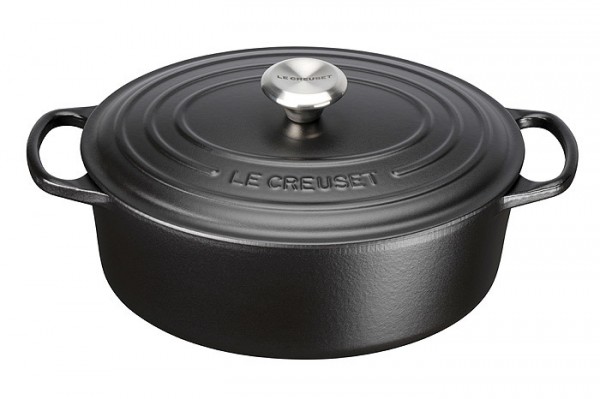 Le Creuset Bräter Signature Oval Gusseisen Schwarz 33cm