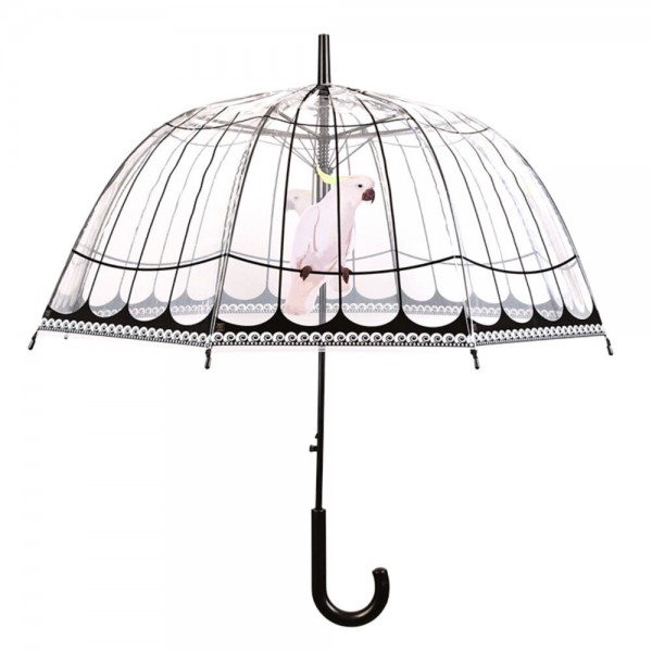 Regenschirm Kakadu Vogelkäfig Transparent Stockschirm Durchsichtig