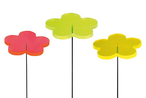 Leuchteffekt Gartenstab -Set Blumen fluoreszierend 3-teilig 50x5,5cm