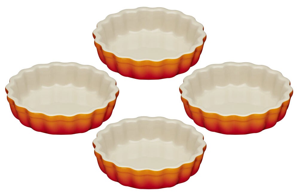 Le Creuset Tarte-Form 4er-Set Steinzeug Ofenrot 11cm