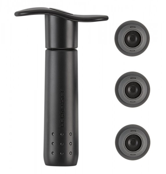 Le Creuset WA-137 Weinpumpe Schwarz inkl. 3 x Verschluss