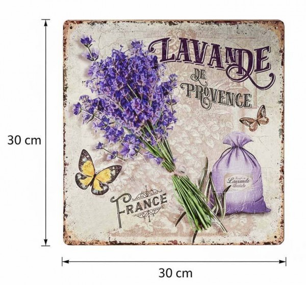 Blechschild Lavande de Provence Dekoschild Lavendel Nostalgie 30x30cm