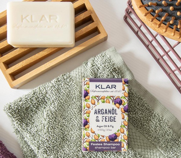 KLAR Festes Shampoo Arganöl + Feige (für trockenes Haar) 100g