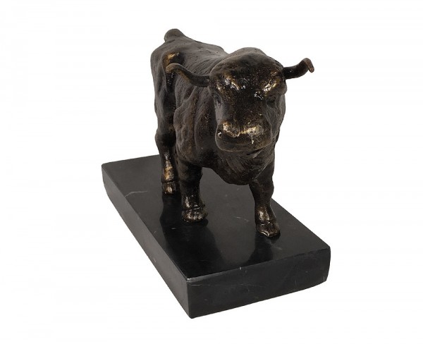 Bulle auf Marmorsockel - Symbol der Börse - Stier Gusseisen 28cm