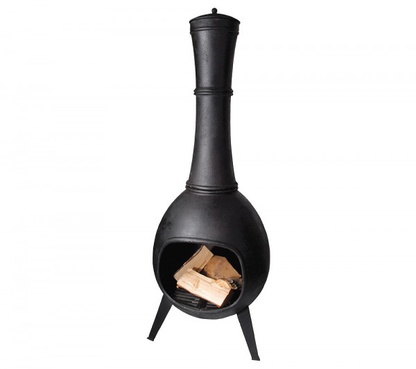 Terrassenofen Gusseisen Aztekenofen Terassenkamin Schwarz Gartenofen 144cm