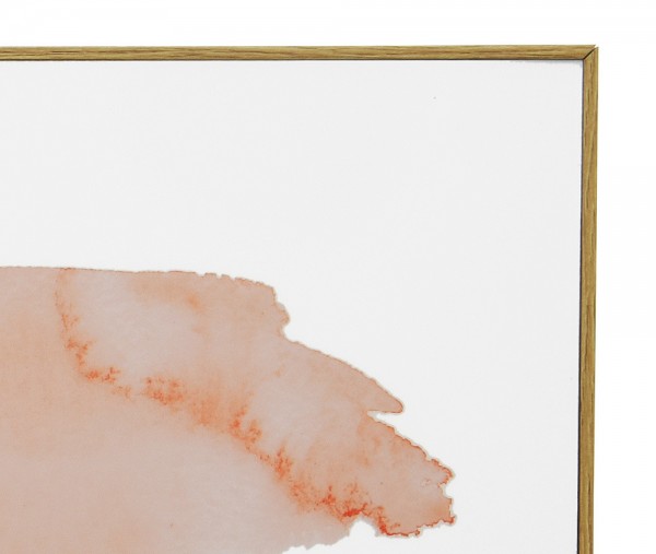 Wandbild Holz mit Rahmen Kunstdruck Pinselstrich Aquarell Orange Weiß 60x40cm