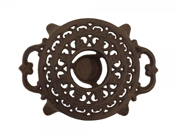 Rustikales Stövchen Rechaud Antik-Stil Gusseisen Braun Rund Ø17cm