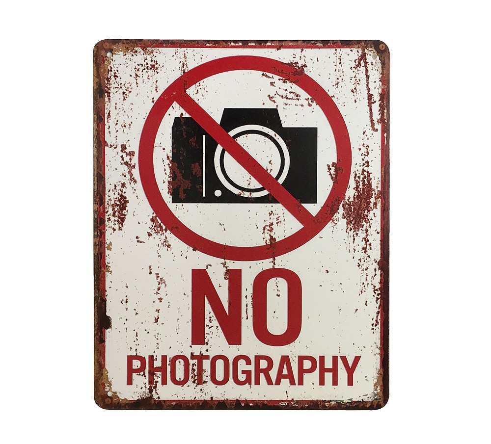 Blechschild NO PHOTOGRAPHY Retro Dekoschild Fotografieren verboten 25 x 20 cm