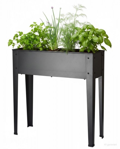 Hochbeet Metall Anthrazit 75 x 26 x 75 cm Kräuterbeet für Balkon Terrasse