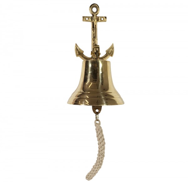 Schiffsglocke Anker Messing Nostalgie Glocke Maritim 14cm