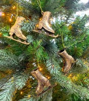 Christbaumschmuck Schlittschuhe Gold Glitzer 4 Stück Weihnachtsbaumschmuck Christbaumschmuck Schlittschuhe Gold Glitzer 4 Stück Weihnachtsbaumschmuck