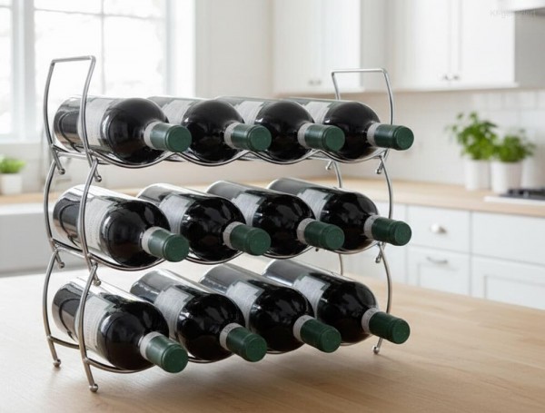 Weinregal Flaschenregal Stapelbar Chrom 3-er Set für 12 Flaschen Metall