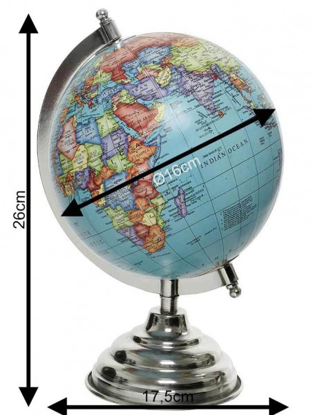 Globus Blau Tischglobus Weltkugel mit Ständer Standglobus Geografische Karte Ø 16cm