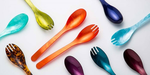 Heim Söhne Salatbesteck Acrylglas Creme