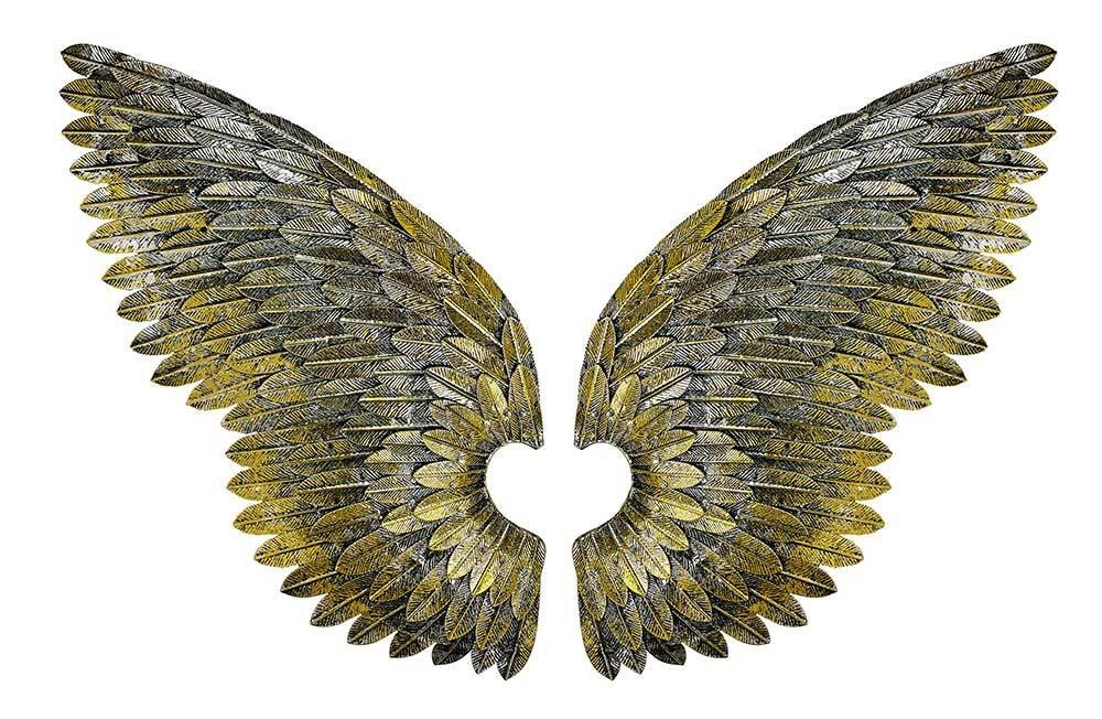 Engelsflügel Wanddeko Groß Metall 1 Paar Gold Silber Antik-Stil Wandobjekt 80cm